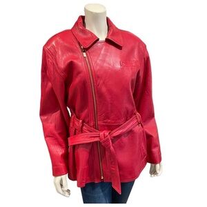 Red Leather Moto Jacket